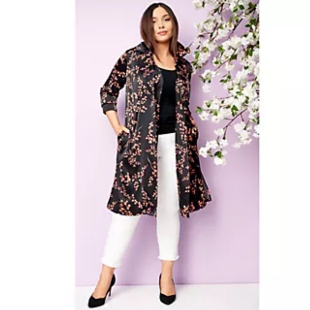 JASON WU Floral Women's Trench Coat Size XS